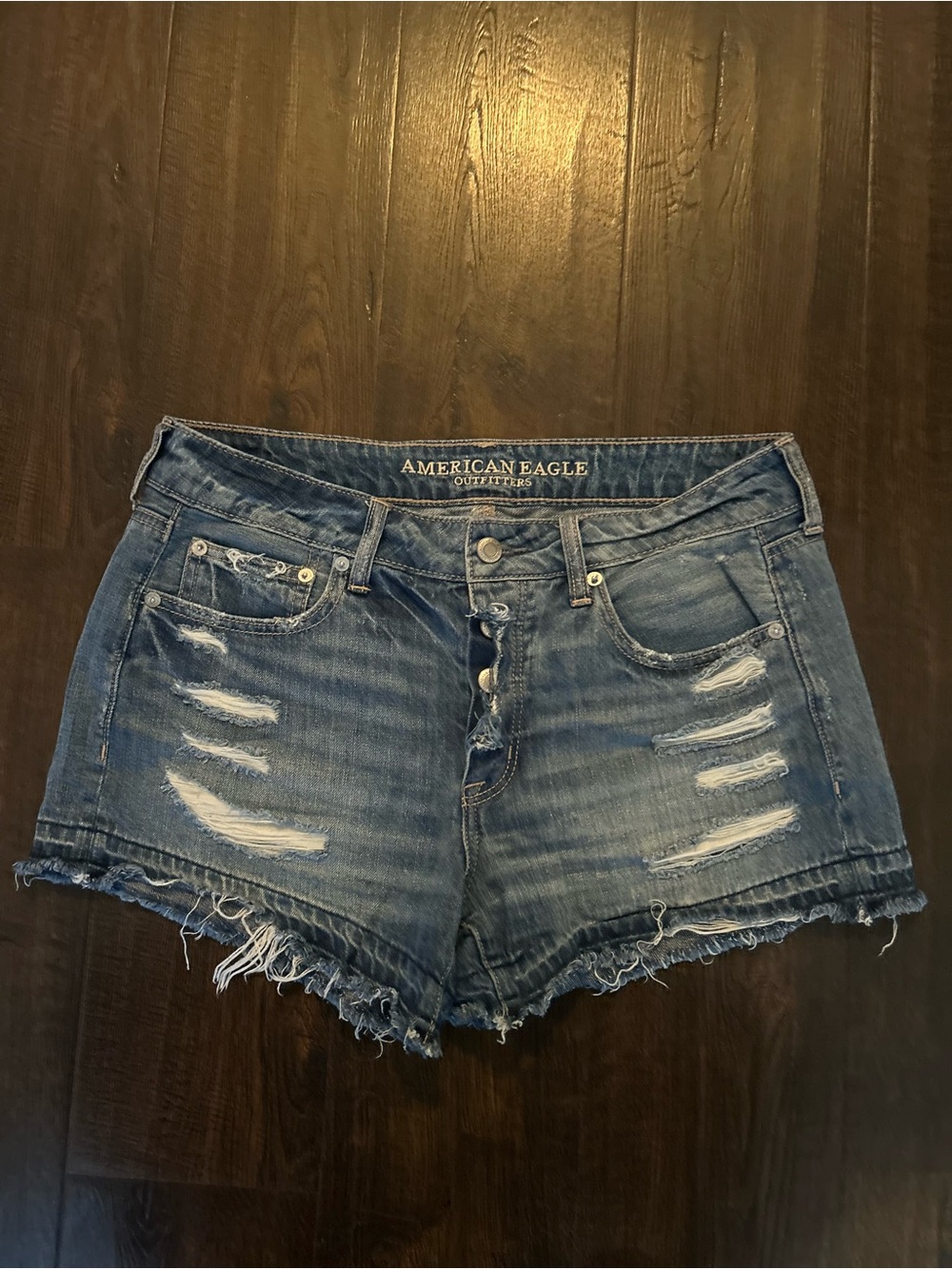American Eagle Outfitters Blue Distressed Denim Cutoff Shorts